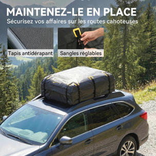 Coffre de toit souple pliant 595L avec accessoires charge max. 50 Kg jaune noir