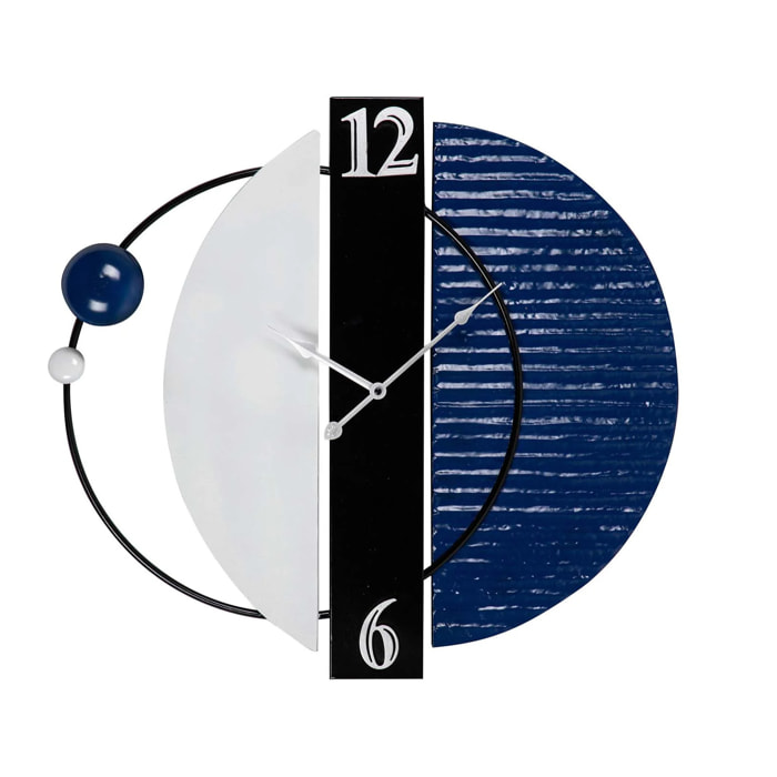 Reloj Pared Metal Azul Negro 62x6x57 Cm