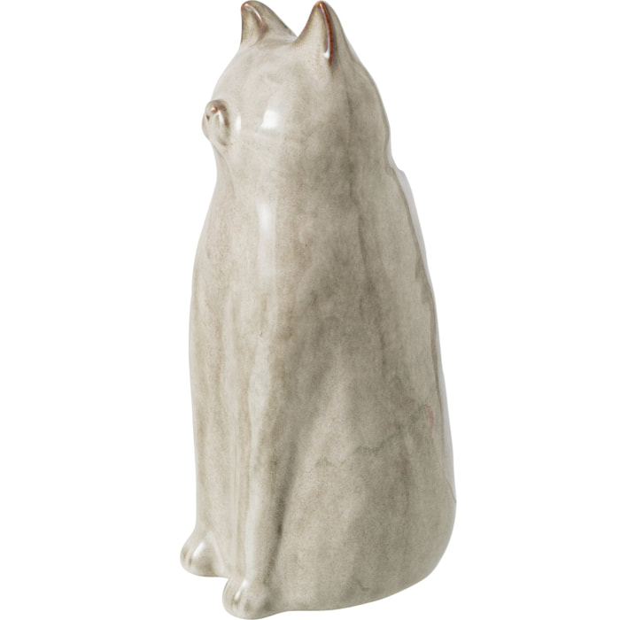 J-Line Vase chat - porcelaine - gris vert - medium