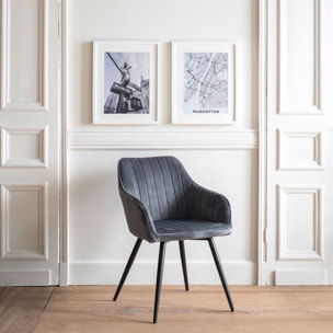 Chaise en velours BERTILLE grise