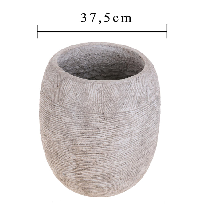 Vaso Stone. Misure 37,5X38 Cm - Pezzi 1 - 37,5X38X37,5cm - Colore: Grigio - Bianchi Dino - Ceramica