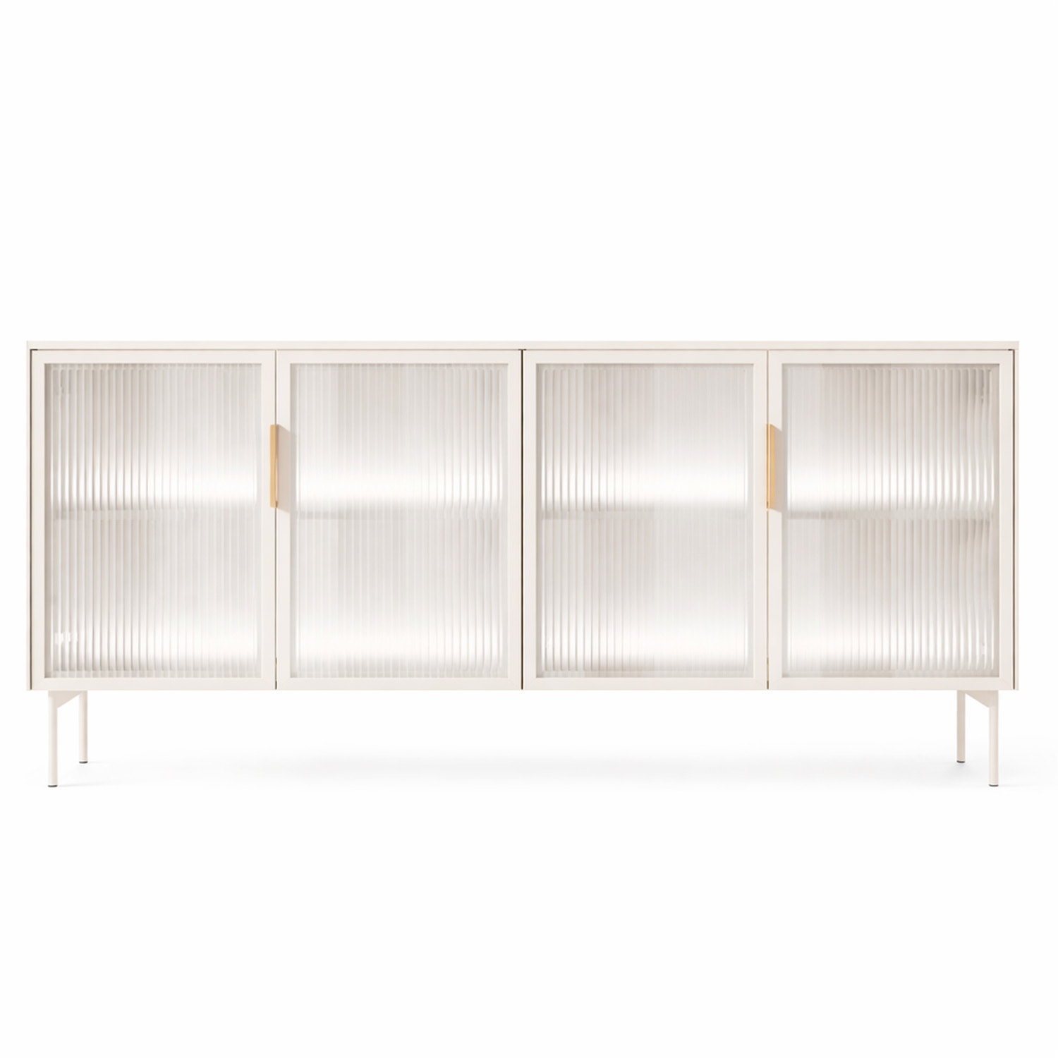 Credenza Madia Moderna Con Vetrina Cassetti E Illuminazione Led Ripiani Materiale In Melaminico 181.3 x 39.3 x 82.6 Cm Cashmere