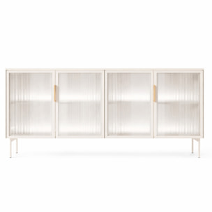 Credenza Madia Moderna Con Vetrina Cassetti E Illuminazione Led Ripiani Materiale In Melaminico 181.3 x 39.3 x 82.6 Cm Cashmere
