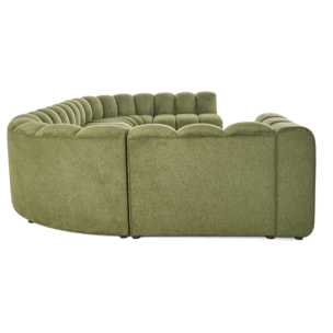 Debbie - canapé modulable panoramique d'angle droit 7 places en tissu texturé - Vert