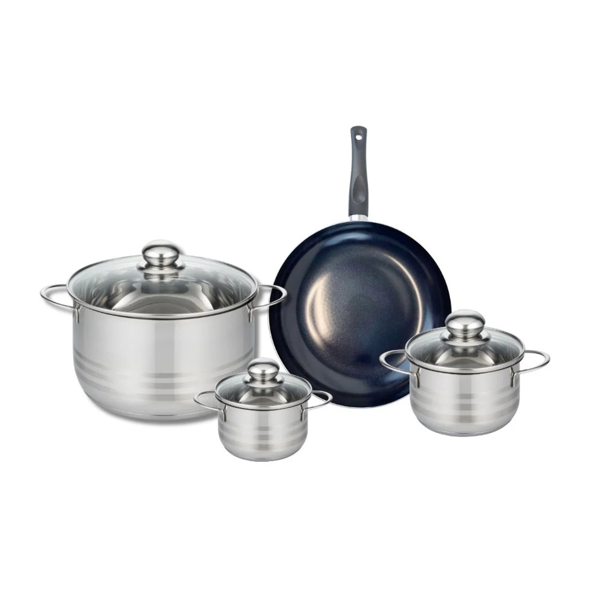 Ensemble de 1 Poêle de cuisson 24 cm et 3 faitouts 12, 14 et 24 cm Elo Prima Brillant