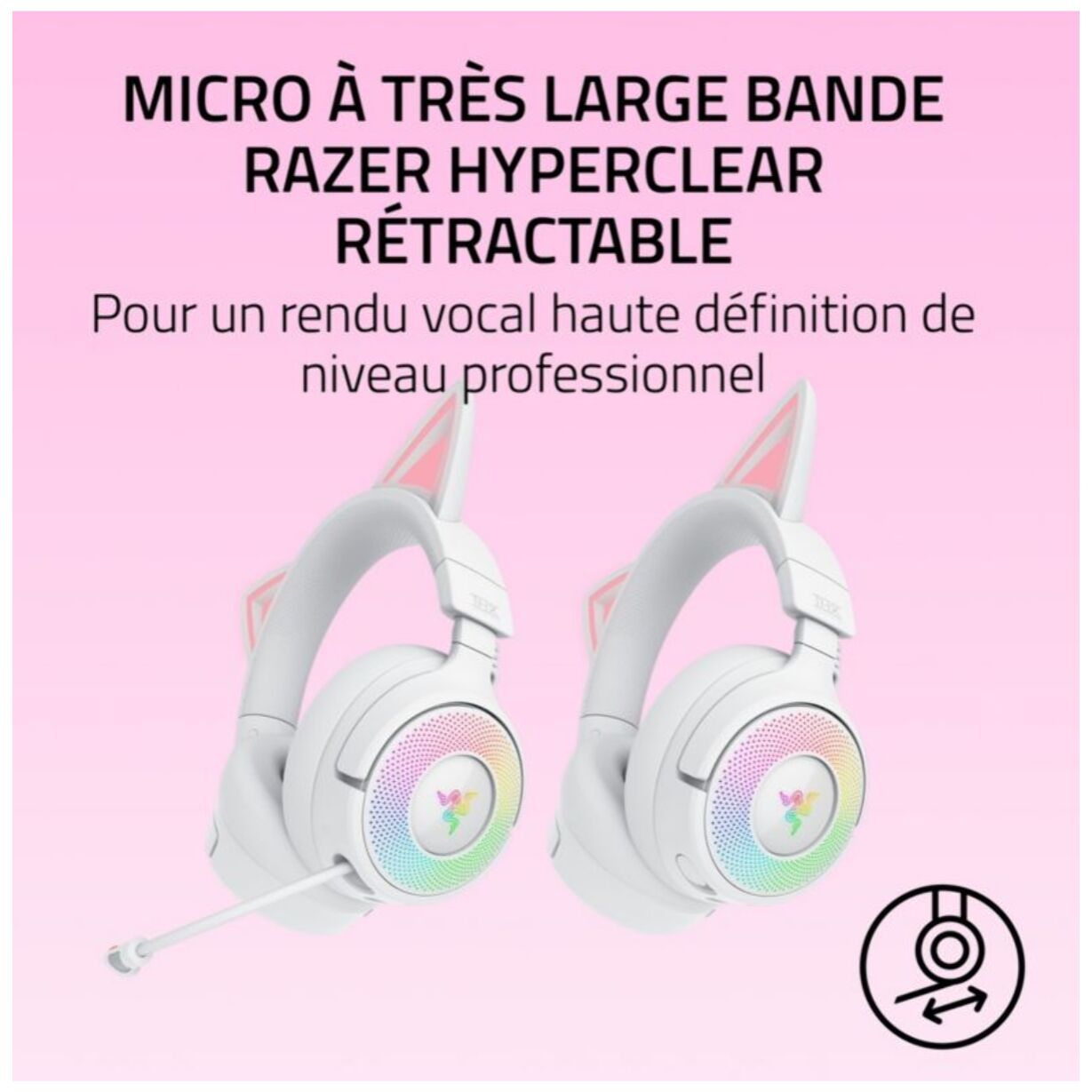 Casque gamer RAZER KRAKEN KITTY V3 PRO BLANC
