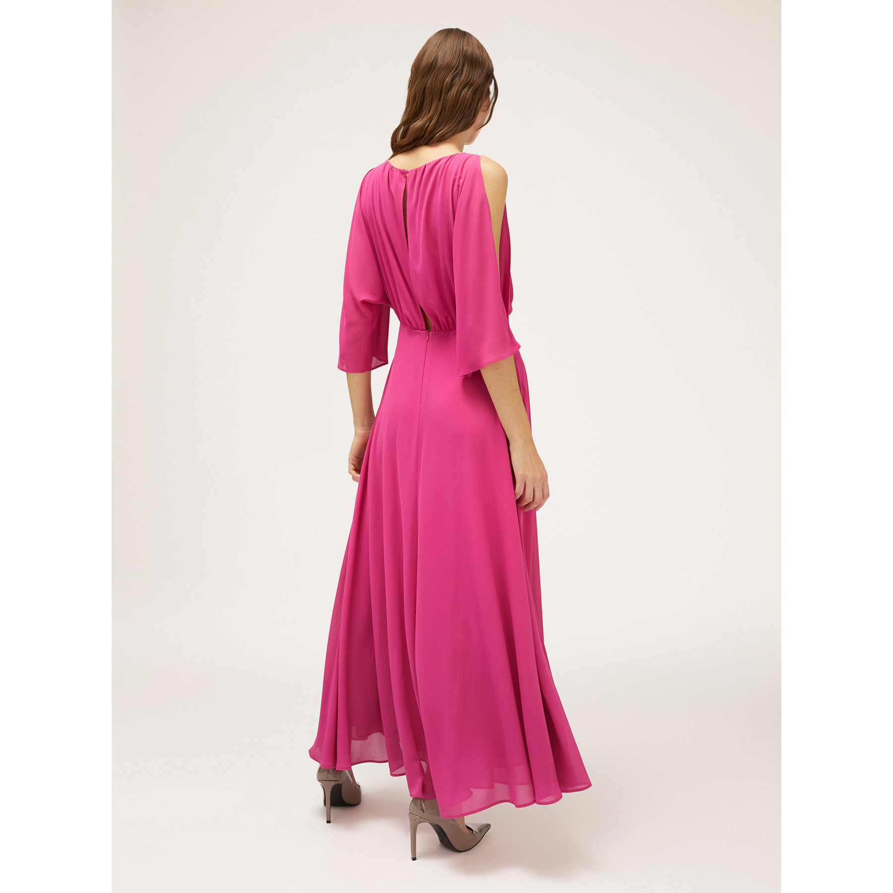 Motivi - Vestido largo drapeado - Fuchsia