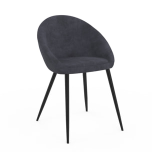 Chaises Dory en velours et pieds noirs - Gris