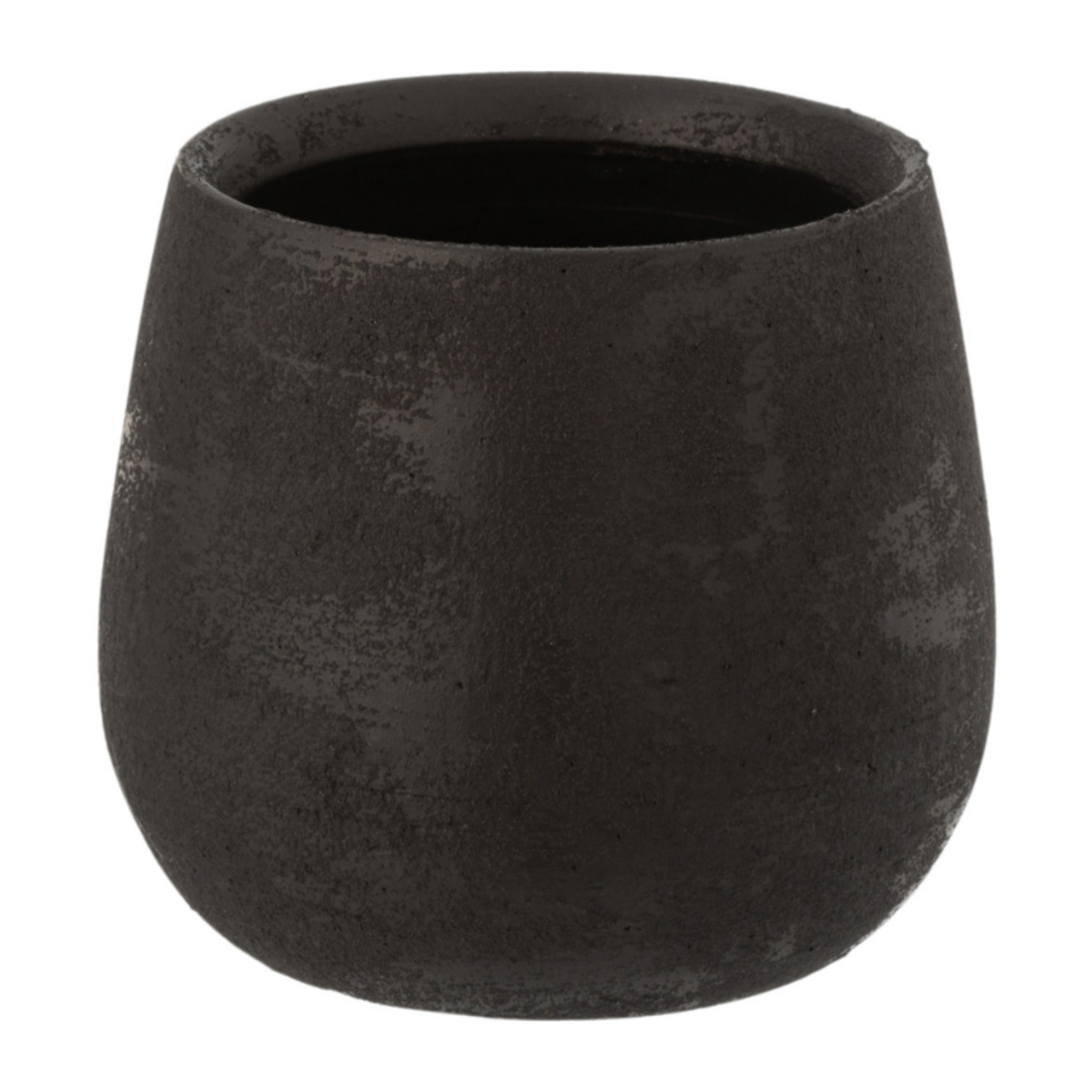 J-Line cache-pot Irrégulier Rugueux - céramique - noir - small - 2 pièces - Ø 16.5 cm