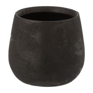 J-Line cache-pot Irrégulier Rugueux - céramique - noir - small - 2 pièces - Ø 16.5 cm