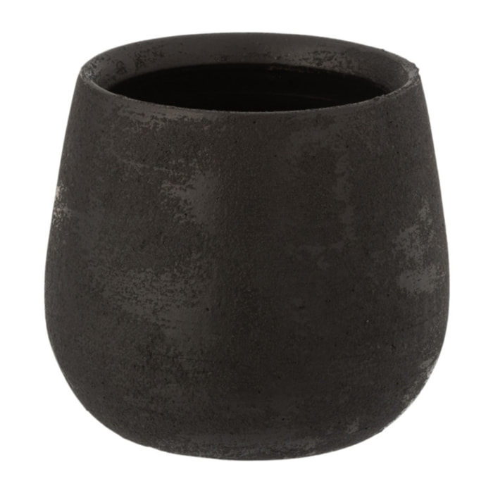 J-Line cache-pot Irrégulier Rugueux - céramique - noir - small - 2 pièces - Ø 16.5 cm