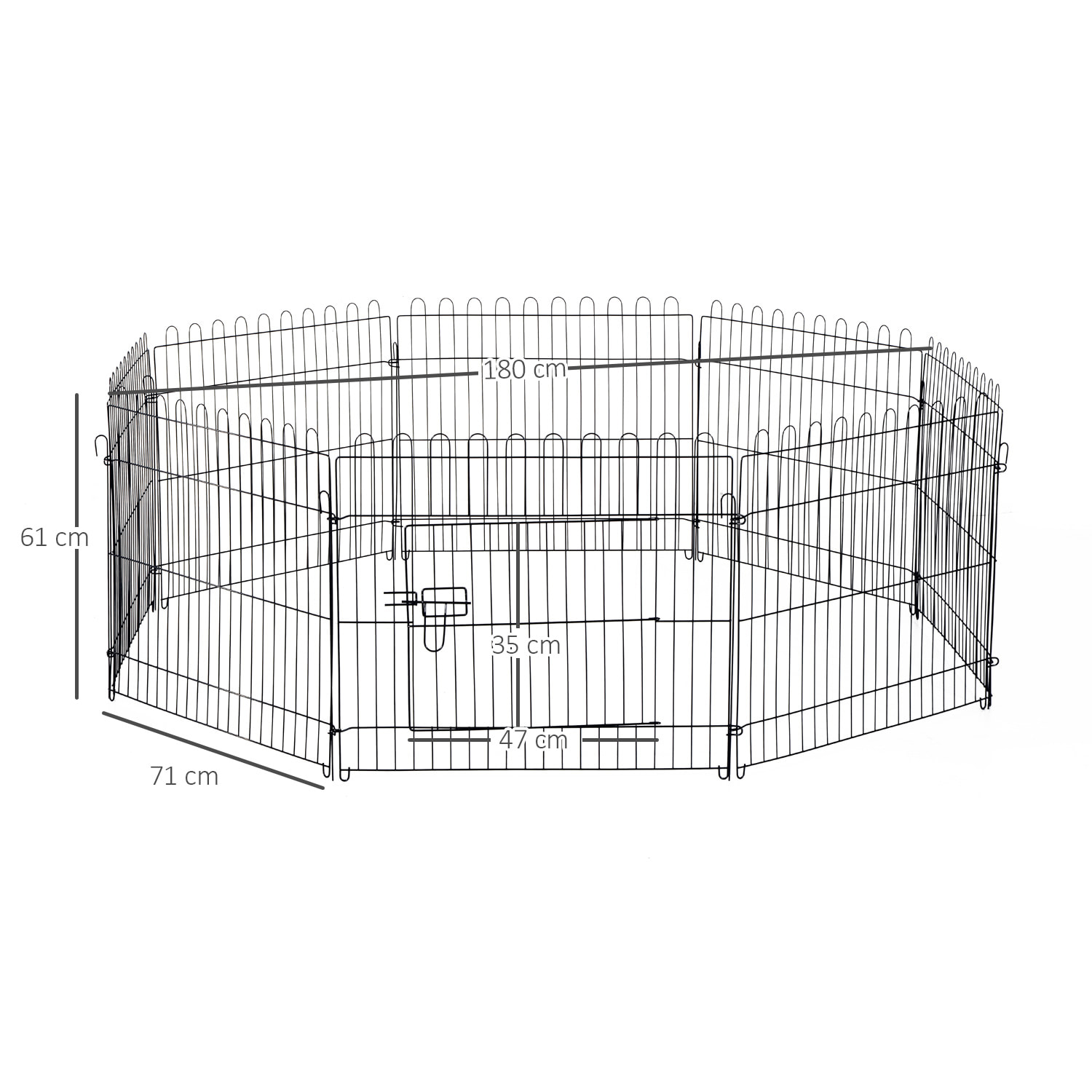 Jaula Plegable Mascotas 8 Vallas de Metal 71x61cm Negro