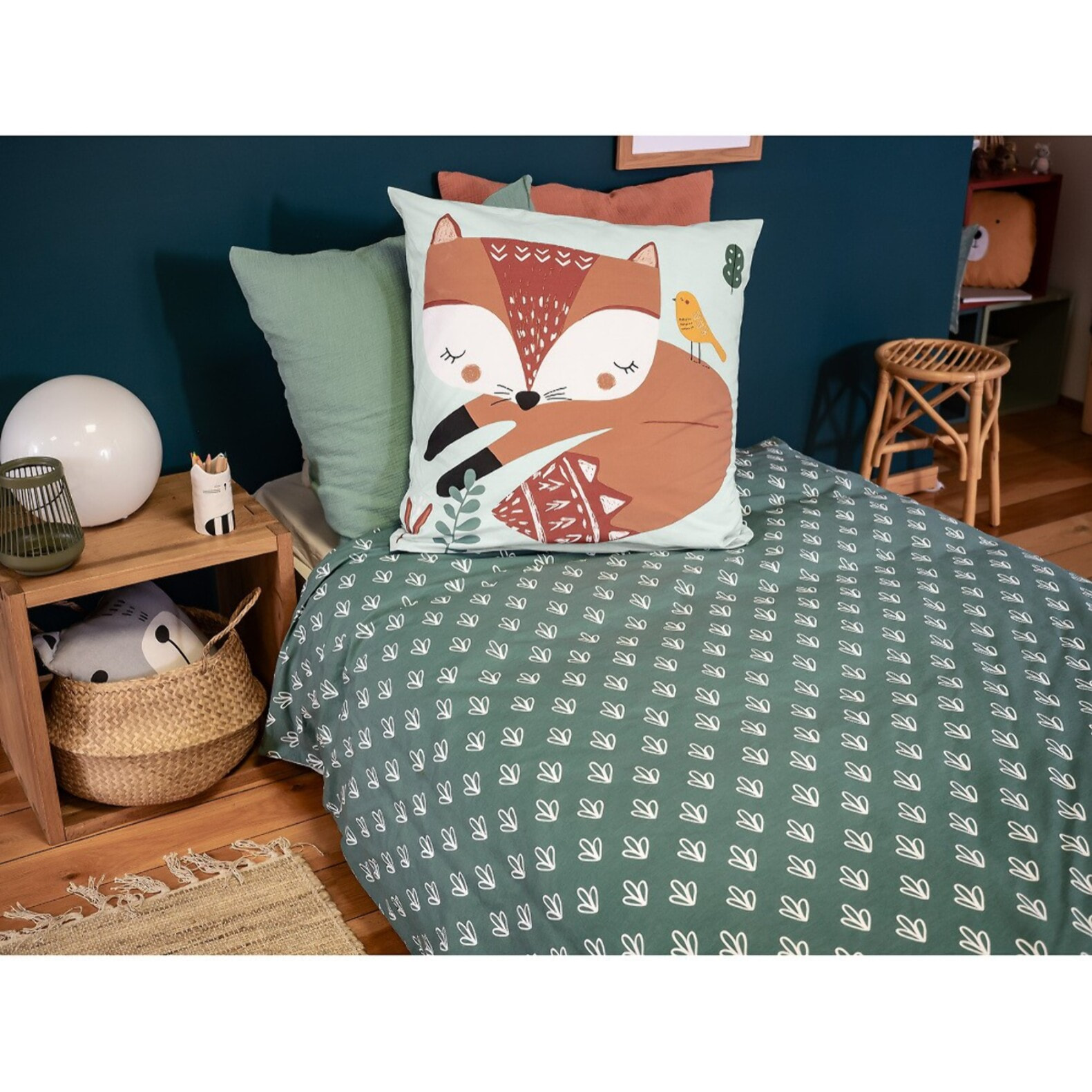 Parure de lit enfant coton marron