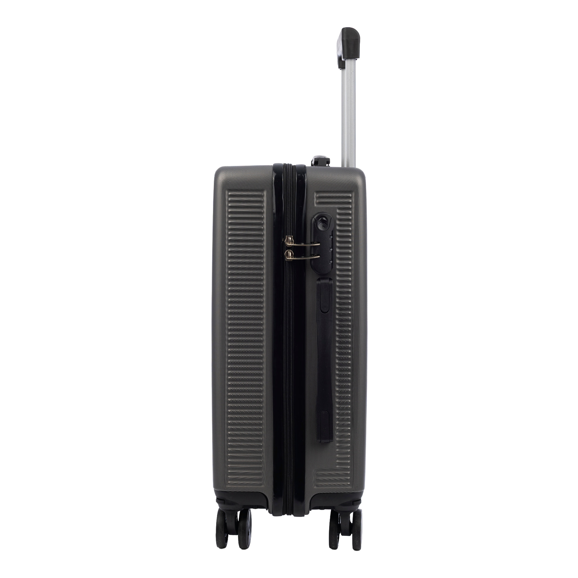 Set di 3 valigie Trolley, in materiale leggero ABS ad alta resistenza. Chiusura numerica e 4 ruote doppie rimovibili e girevoli a 360°.