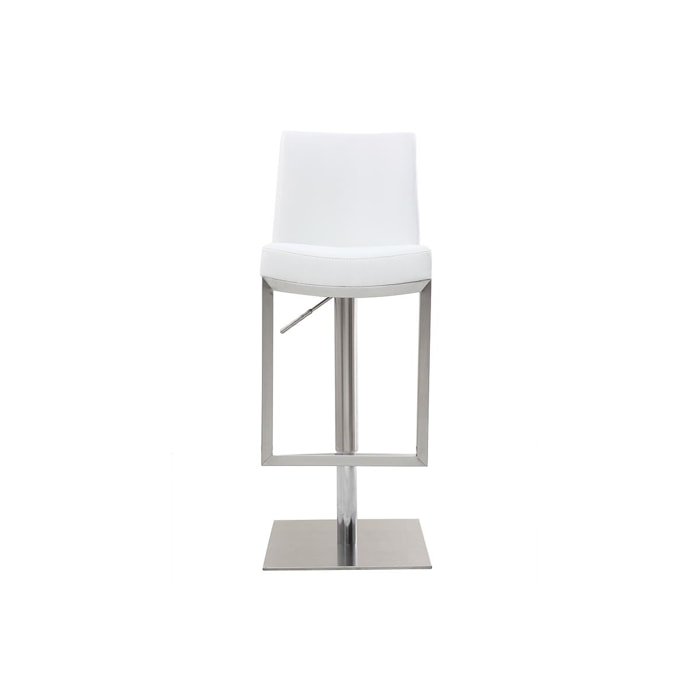 Tabourets de bar relevables blanc et acier chromé (lot de 2) KYLE