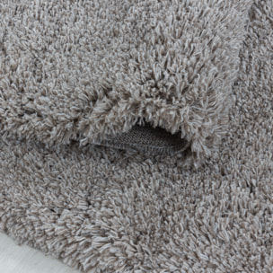 FLUFFY - Tapis rond shaggy uni à poils longs Beige