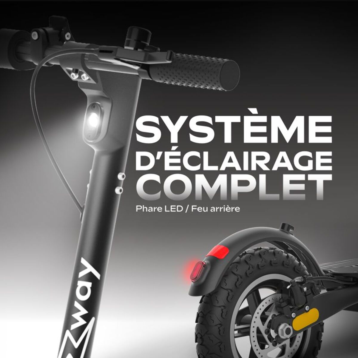 Trottinette électrique EZWAY EX100 - 25 km/h, 25 km d'autonomie, batterie 21,6V 10,4Ah, frein à disque, pneus tout-terrain 10