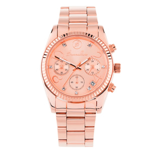 Orologio da Polso Bicolore in Acciaio con Ghiera Lavorata e Cubic Zirconia Placcatura in Oro Rosa 18kt