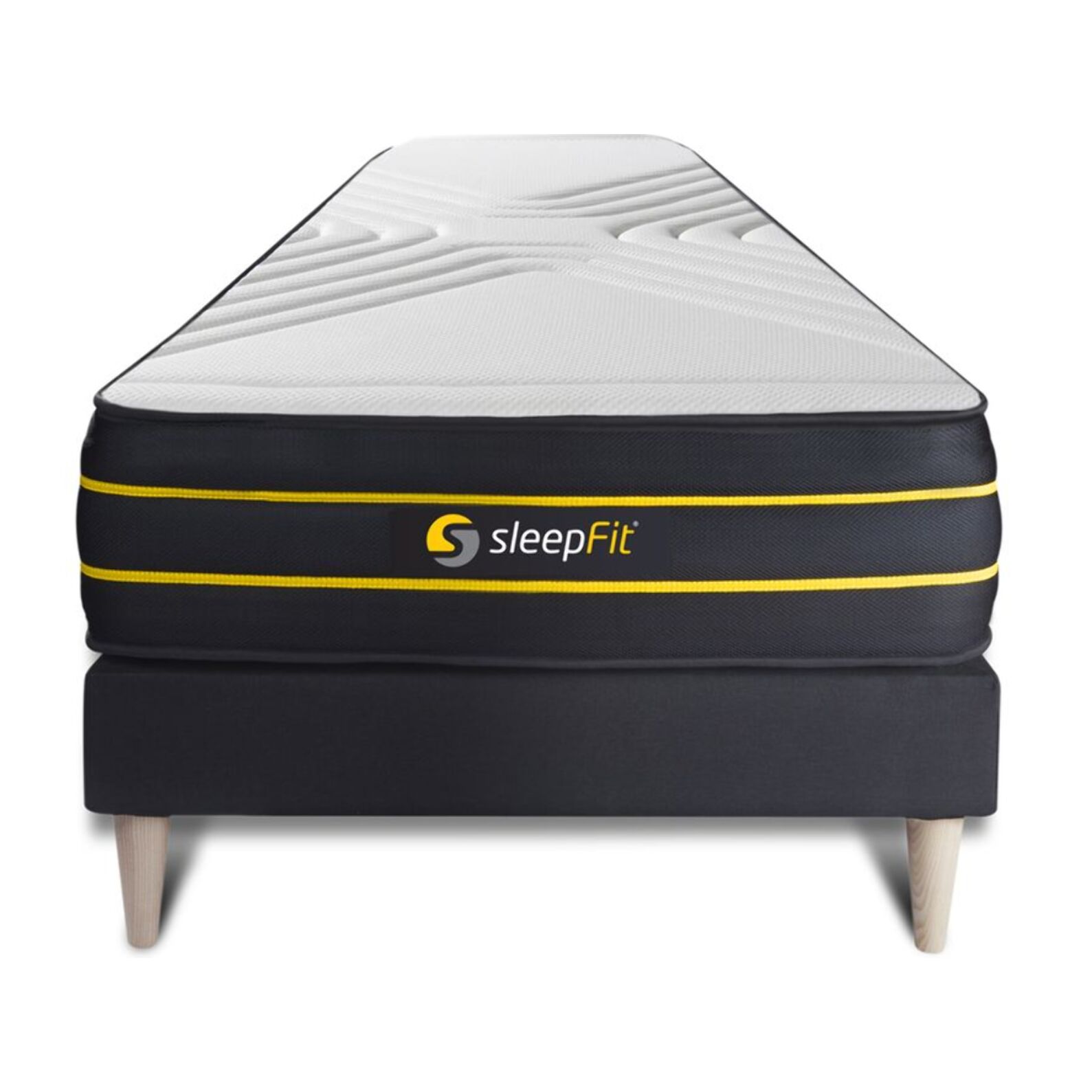 Ensemble Matelas Sommier 90x200 cm - Sommier Noir (en kit) - Ultra