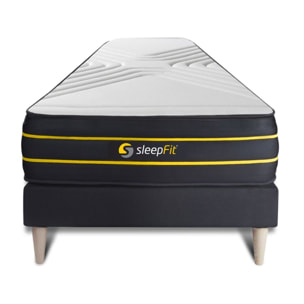 Ensemble Matelas Sommier 90x200 cm - Sommier Noir (en kit) - Ultra