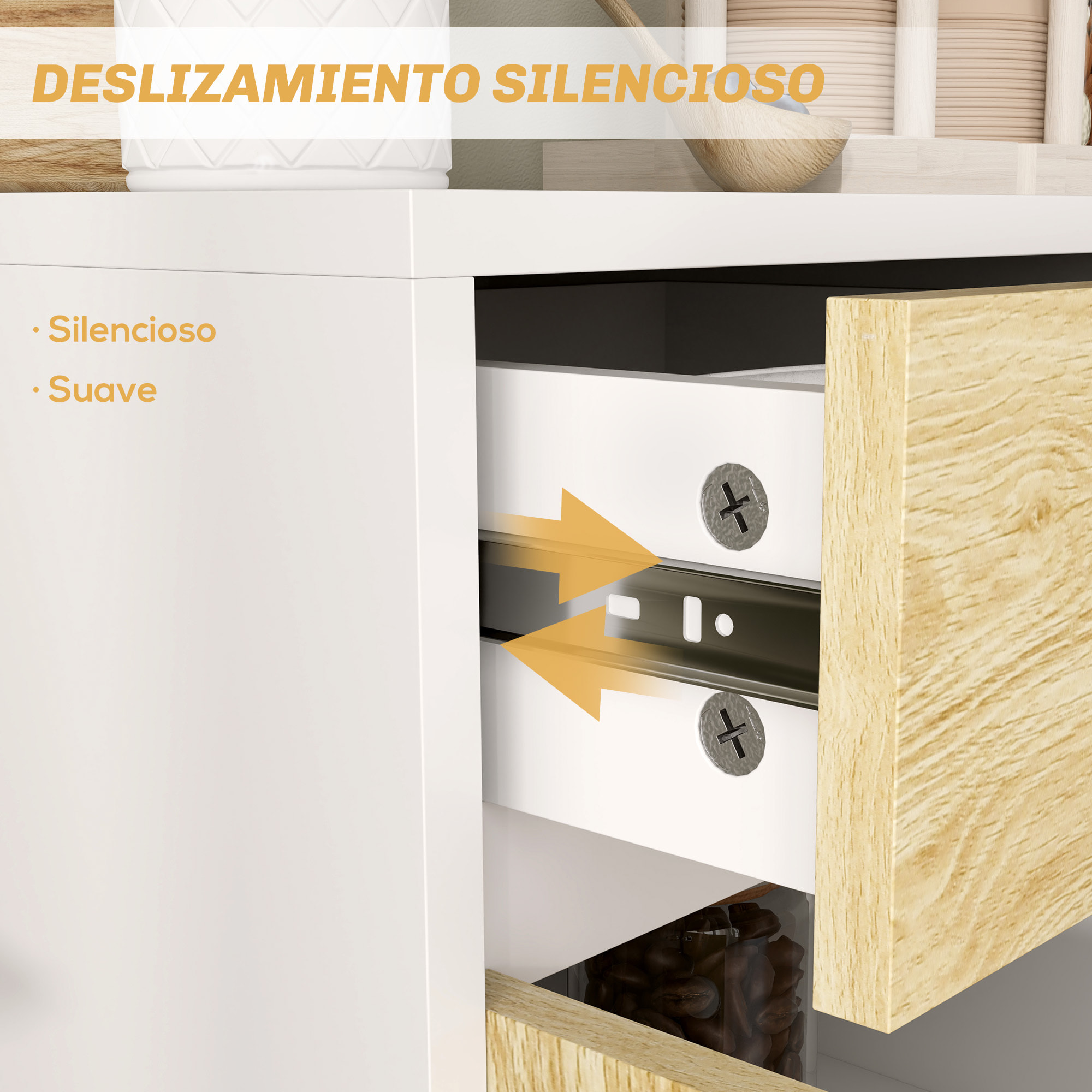 Aparador de 2 Puertas Aparador de Salón con 3 Cajones Estantes Mueble para TV para Dormitorio Sala de Estar 120x39x77 cm Blanco y Natural