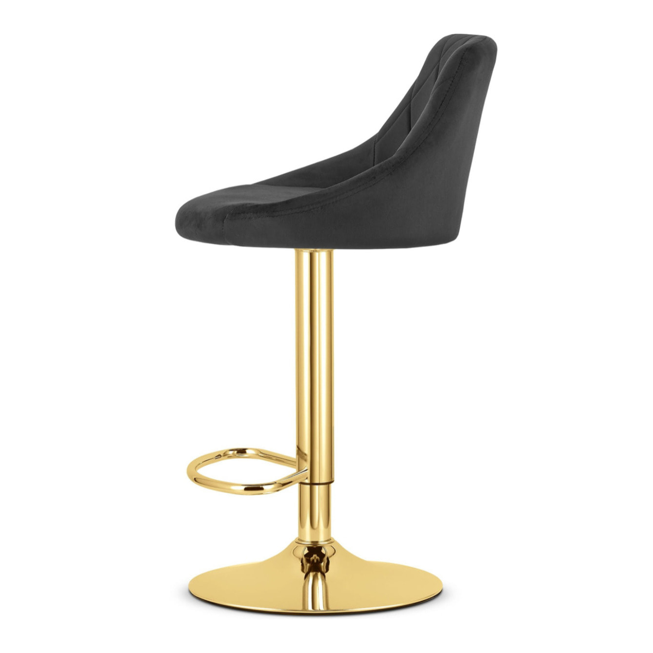 Sgabello da bar girevole Kast in velluto nero e oro