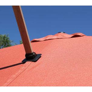 Parasol déporté 3x3m - effet bois - Terracotta - QUARTZ