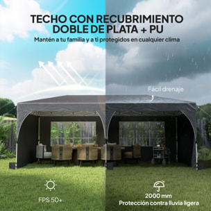 Carpa Plegable 6x3 m, Pop-up, con 4 Laterales Extraíbles, Cenador de Jardín con Tiras Reflectantes, Altura Ajustable, Sistema Central de Bloqueo, UPF50+, Impermeable, Bolsa Transporte, Gris