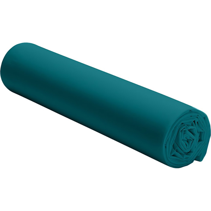 Drap Housse - Bonnet 30cm 100% Percale De Coton Lavé Bleu Canard