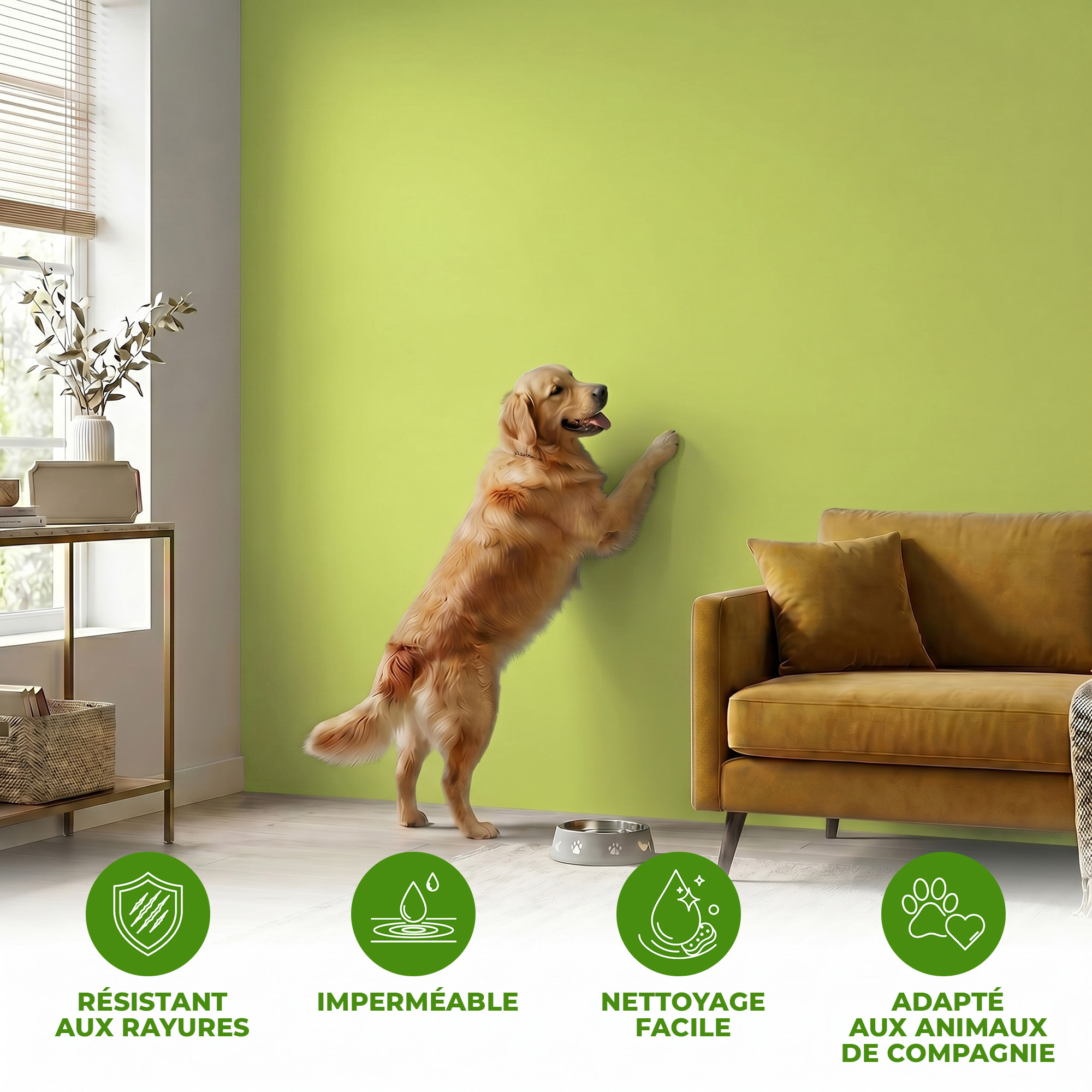 Rouleau adhésif décoratif Vinyle au Mètre - Vert pastel - Sticker Lavable Imperméable Mur Cuisine Meubles