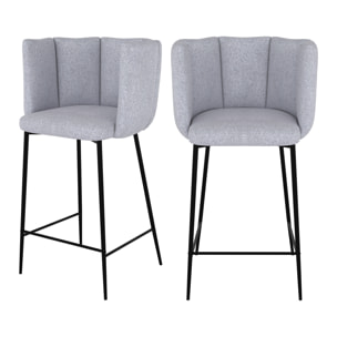 Lot de 2 chaises pour îlot central 67 cm en tissu gris clair - Rosy