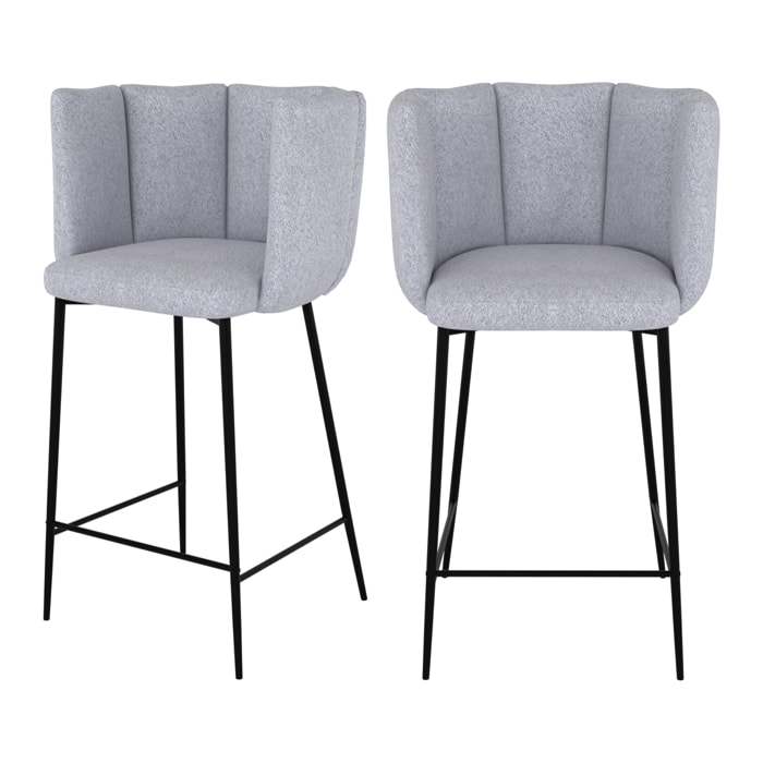 Lot de 2 chaises pour îlot central 67 cm en tissu gris clair - Rosy