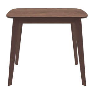 Table carrée 4 personnes en bois foncé finition noyer 90 cm - Julio