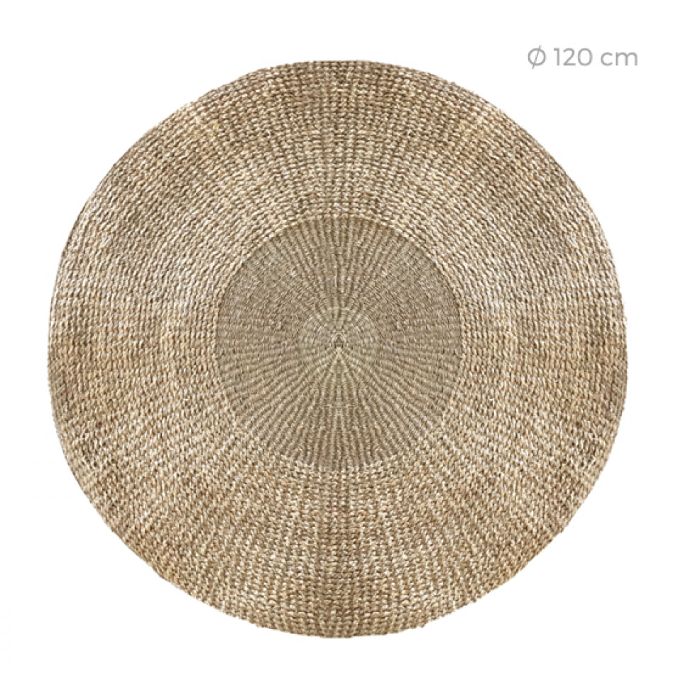 Tapis rond naturel en posidonie 120 cm - Tanzanie