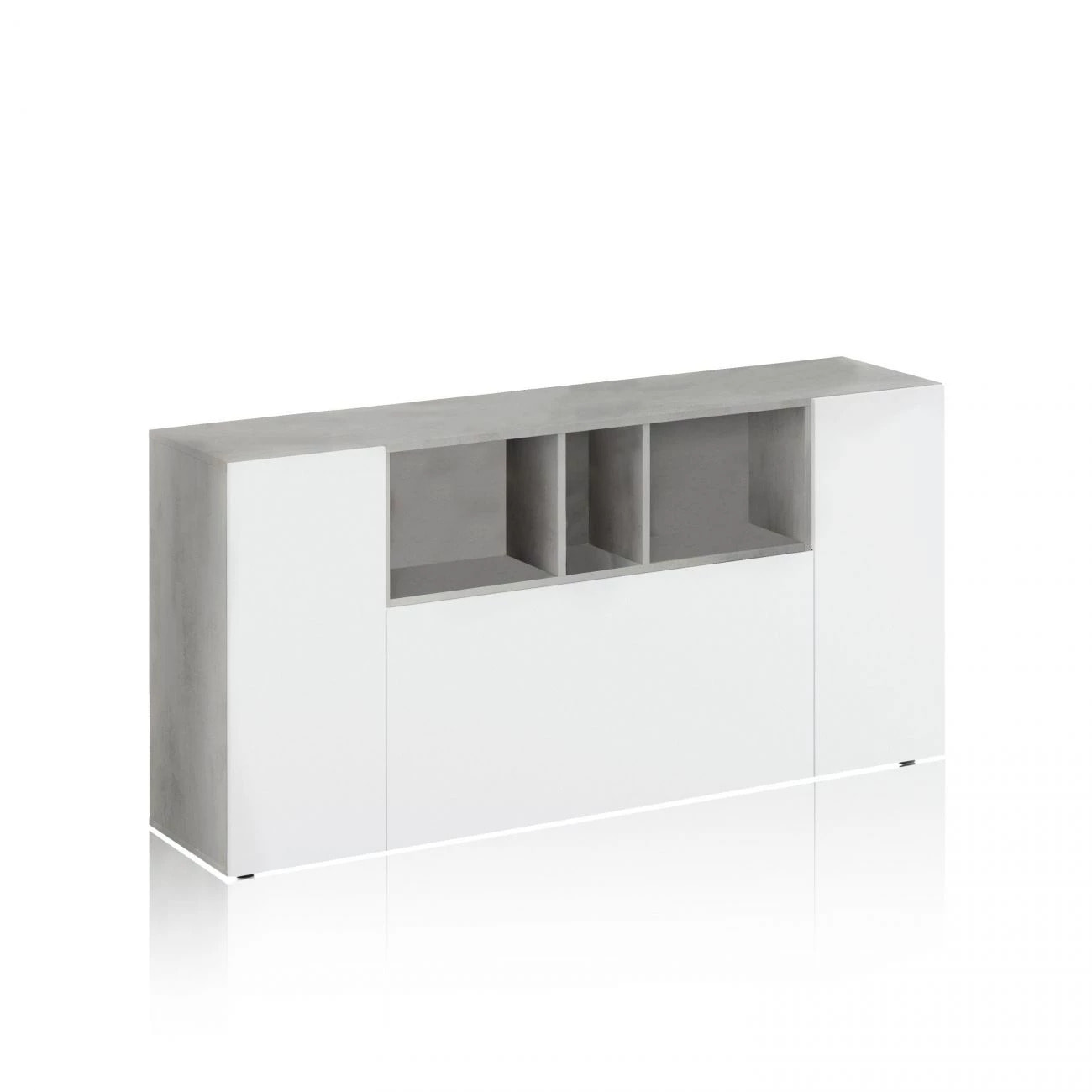 Aparador Loira Blanco Artik (Blanco Mate) - Gris Cemento