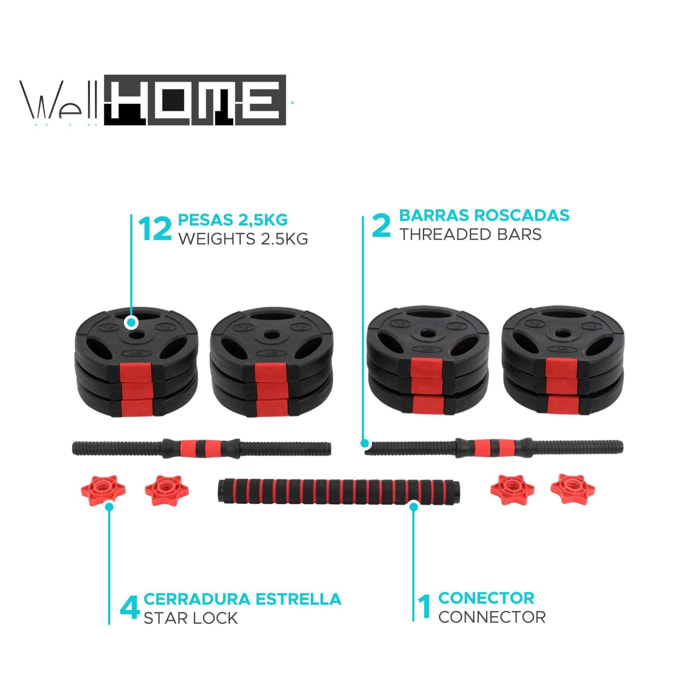 Well home set surtido de mancuernas