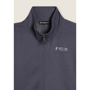 Tuta regular fit con collo alto e dettagli in strass