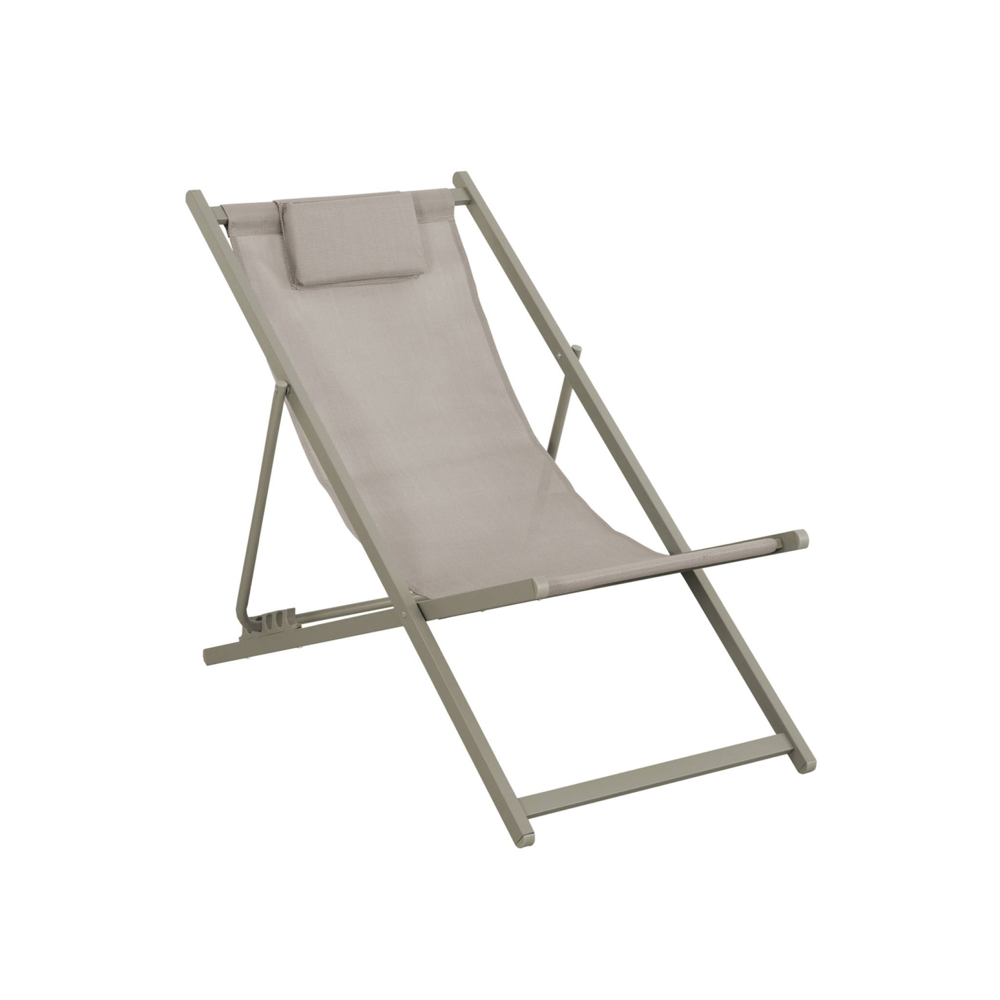 Lot de 2 chaises pliantes MATERA avec coussin en aluminium / textilene. kaki. 102 x 62 x 81 cm