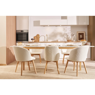Chaises scandinaves en tissu effet velours bleu canard et bois clair massif (lot de 2) VANITY