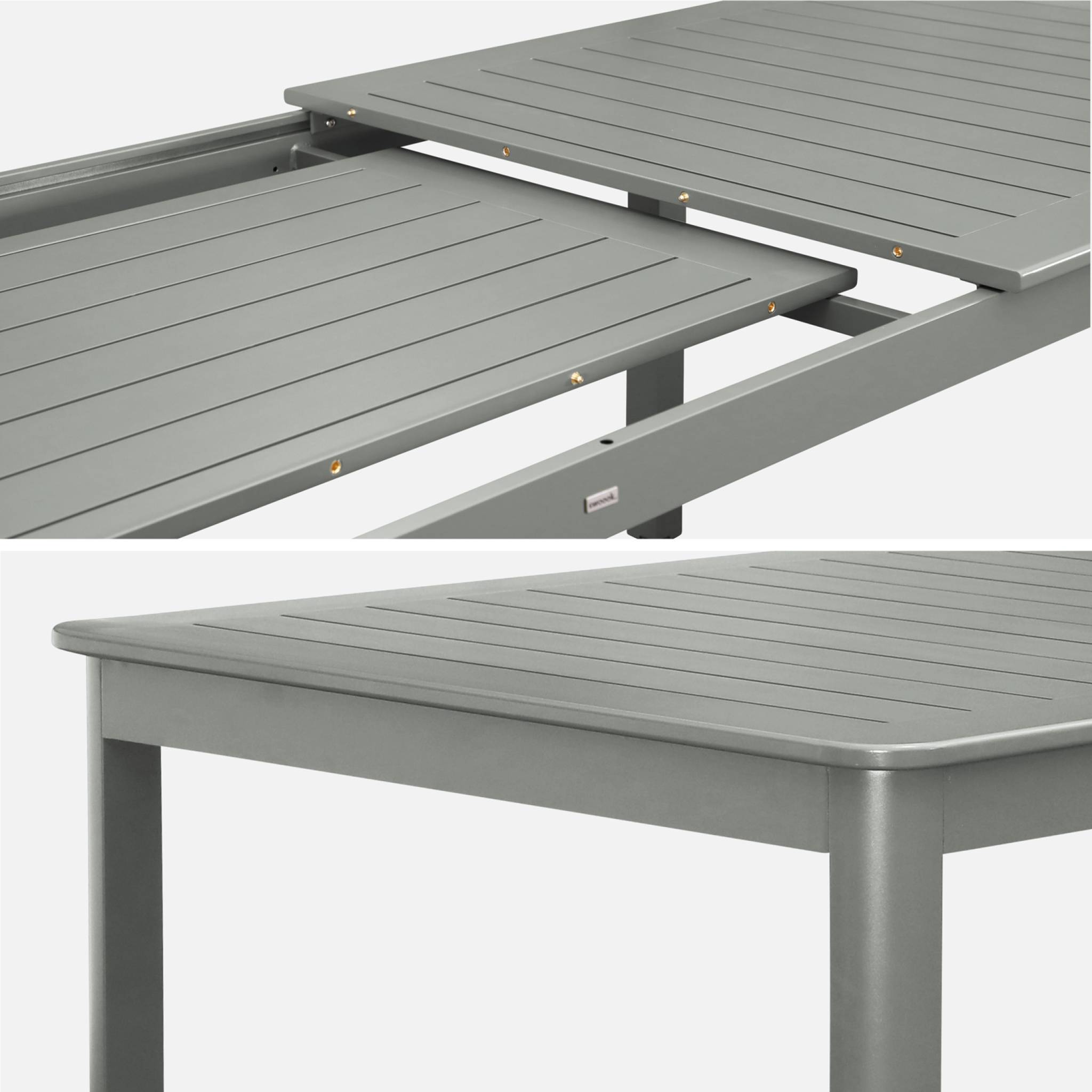 Table de jardin kaki SEATTLE extensible aluminium. 10 places. 227 / 290 x 100 x 75 cm