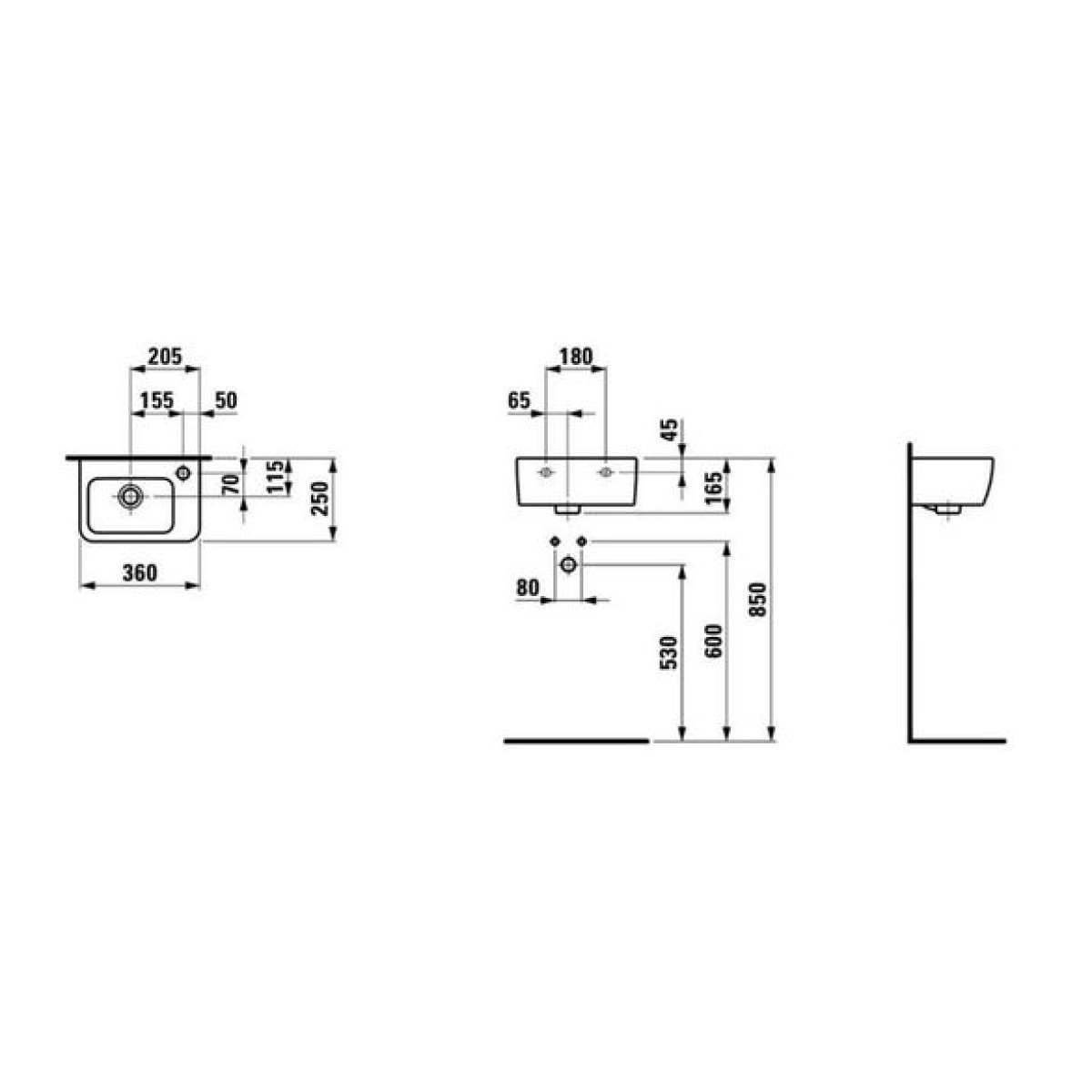 Ensemble Pro Lave-mains 36x25 cm, Blanc + Siphon Alca en métal Chromé (H8169550001061-SET)