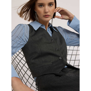 Motivi - Gilet sartoriale con bottoni e fodera - Grigio