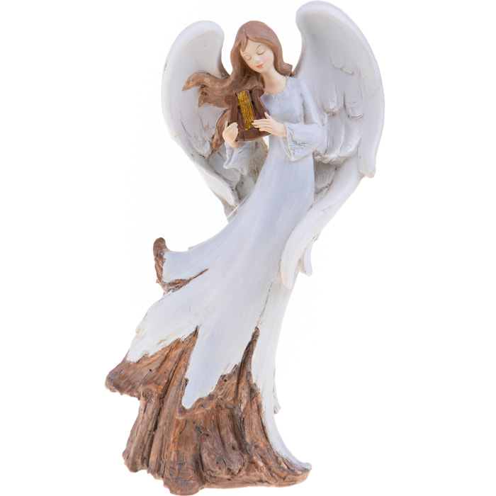Angelo Con Arpa. Altezza 32 Cm - Pezzi 1 - 14X32X9cm - Colore: Verde - Bianchi Dino - Articoli Natalizi