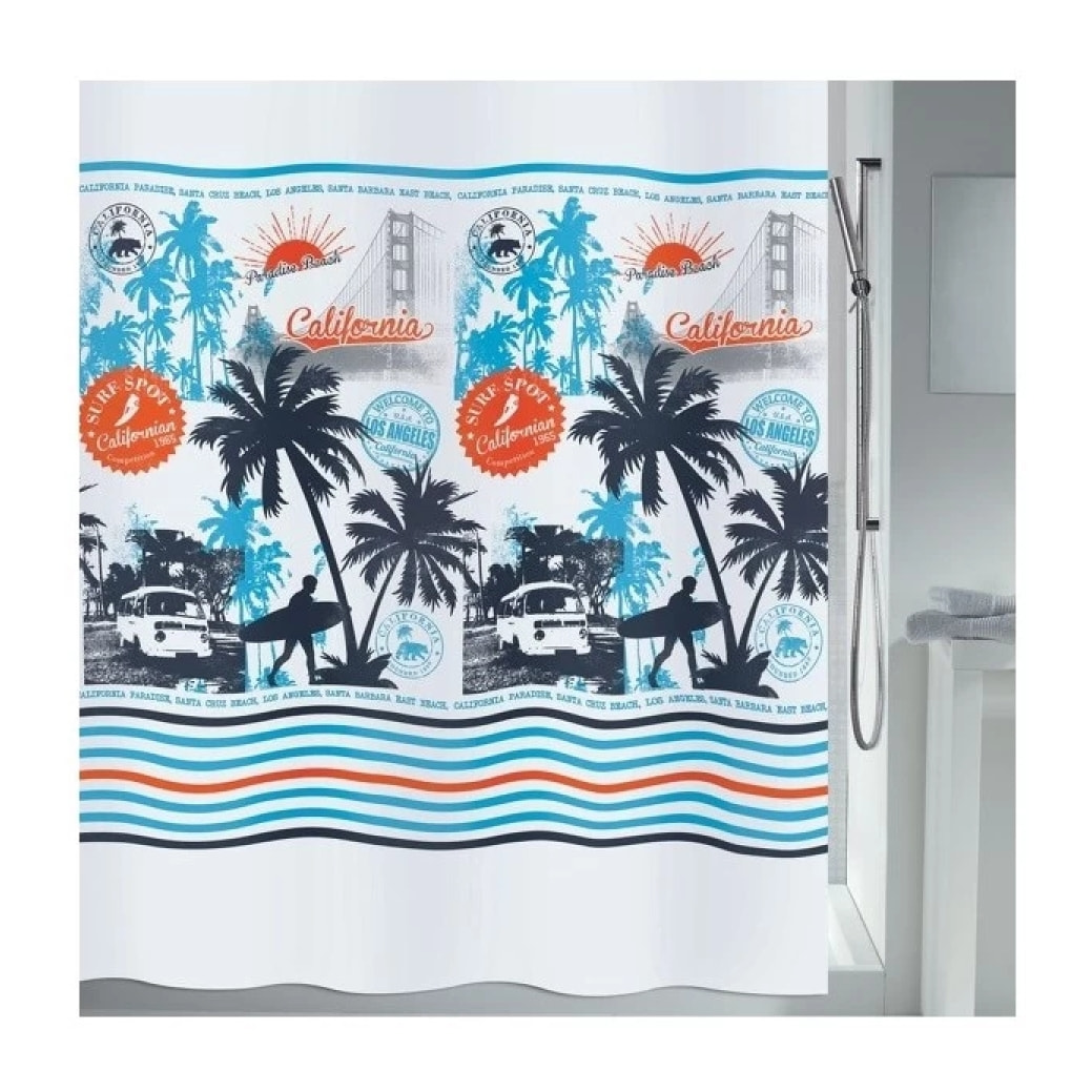 Rideau de douche Polyester CALI SURF 180x200cm QUALITà PREMIUM Multicolor MSV