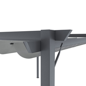 Gazebo Pergola 3x4 M Pergolato Con Telo Grigio Impermeabile Retrattile Richiudibile Struttura In Acciaio Per Giardino Terrazzo Piscina Esterno Fiere