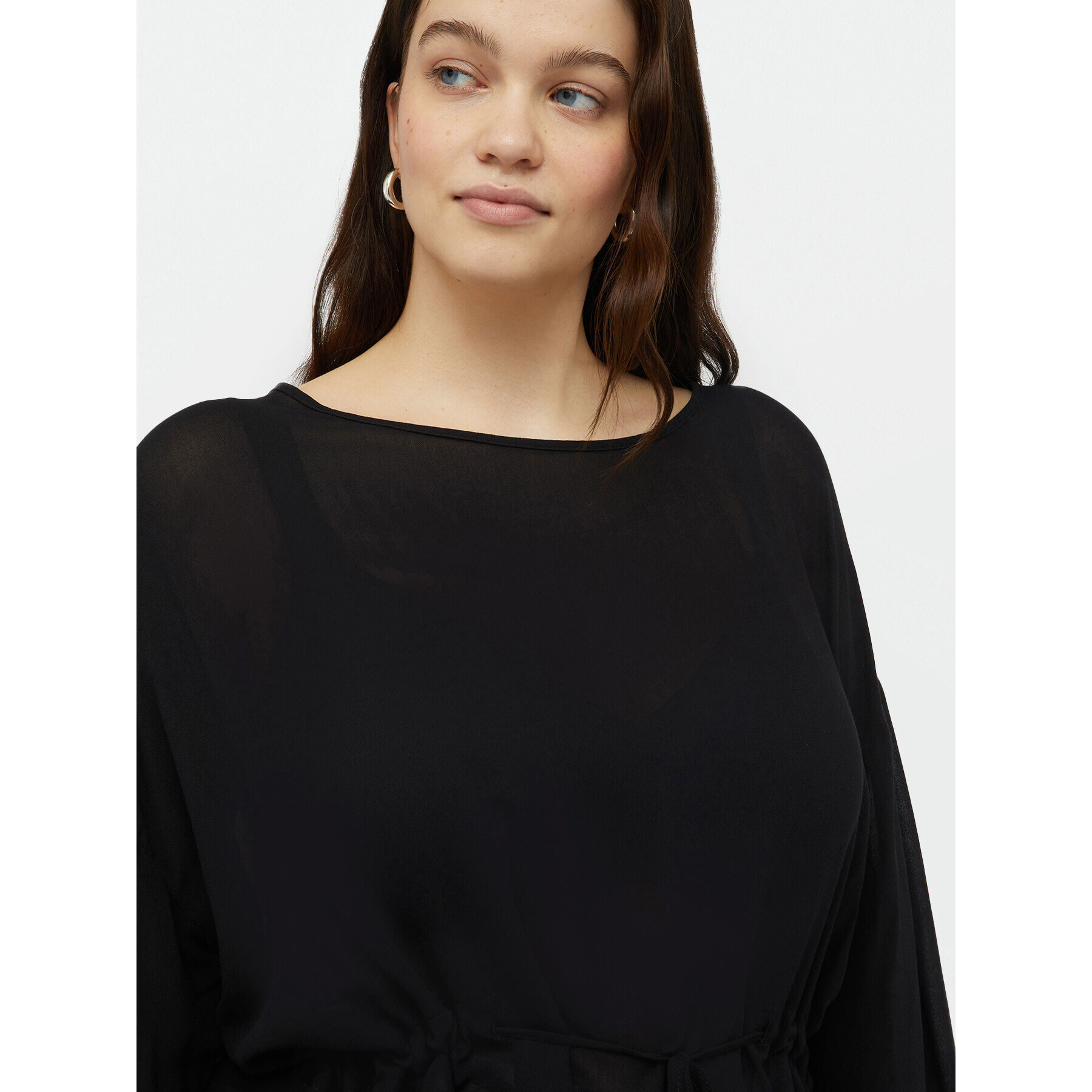 Fiorella Rubino - Blusa ampia con coulisse in vita - Nero