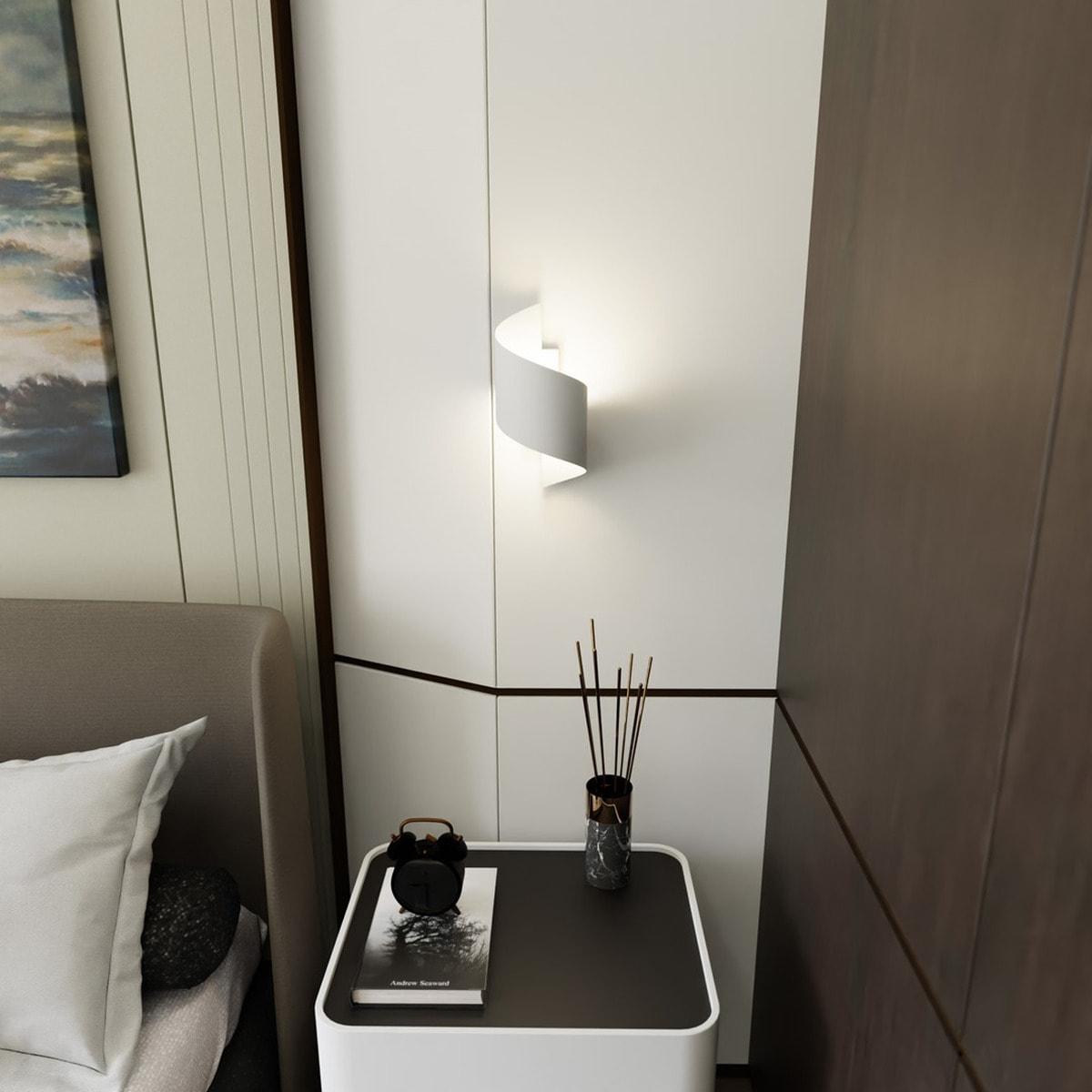Lampada a parete Spiner in acciaio bianco opaco