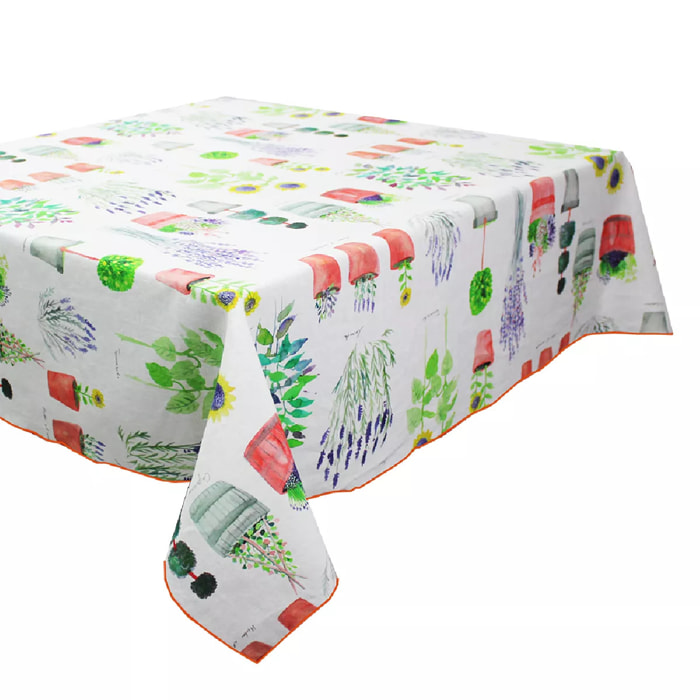 Nappe lin & coton lavé 150 g/m² imprimé multicolore Mille pepinieres floraison