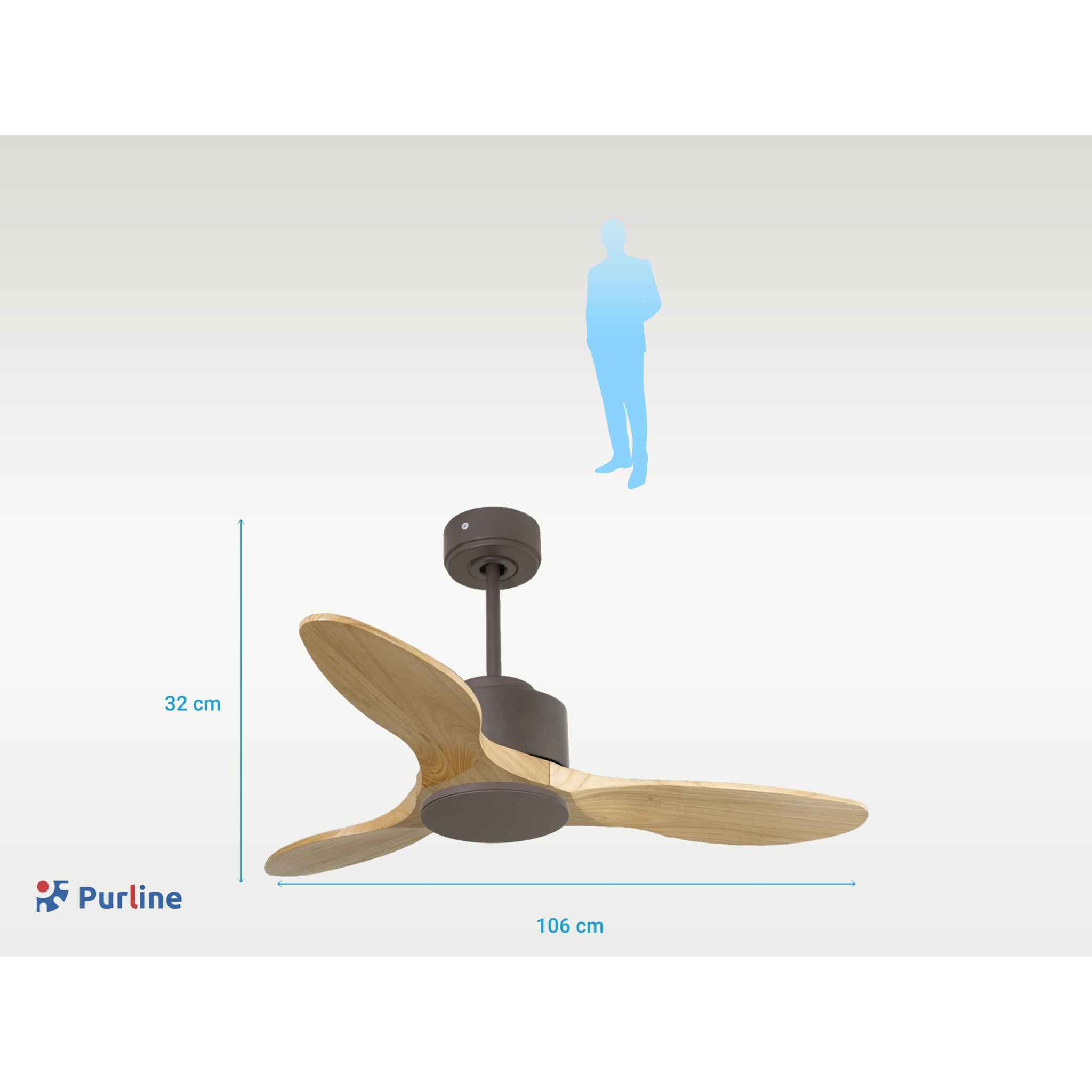 Ventilateur de plafond ø106 cm avec Wifi Réversible Hypersilence 40   W Chocolat
