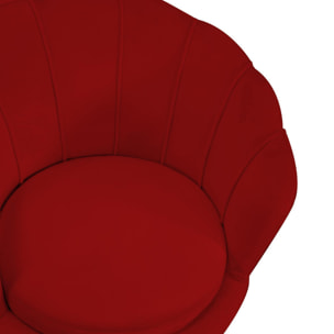 Poltrona Tulipan Vacchetti in velluto rosso fragola cm73x72h77